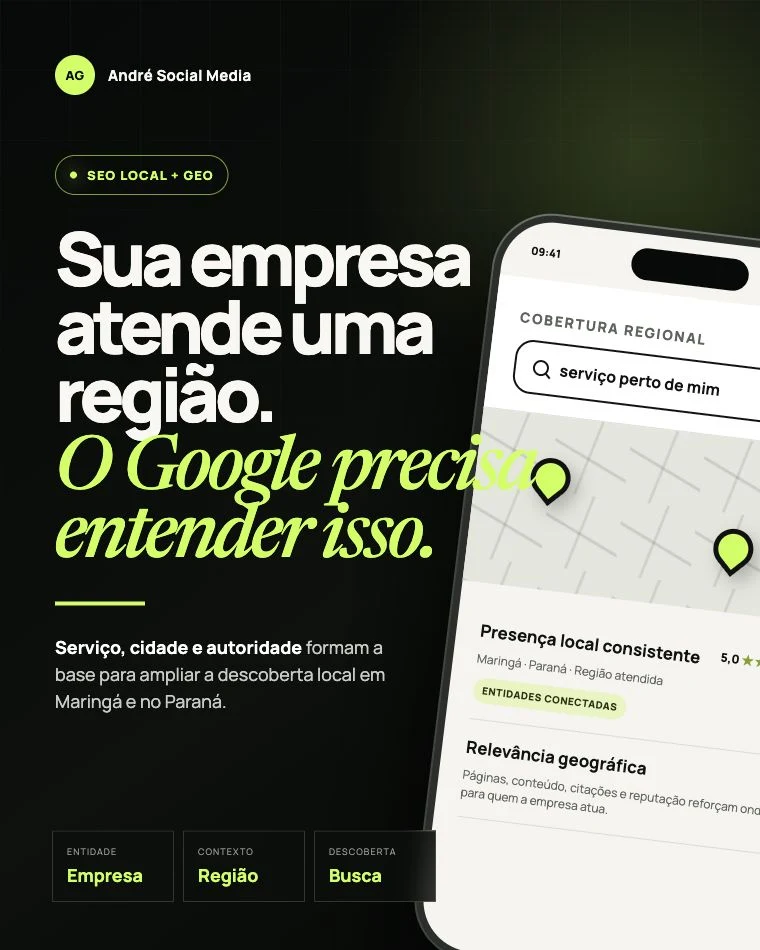 Arte editorial sobre SEO Local, GEO e cobertura regional no Paraná