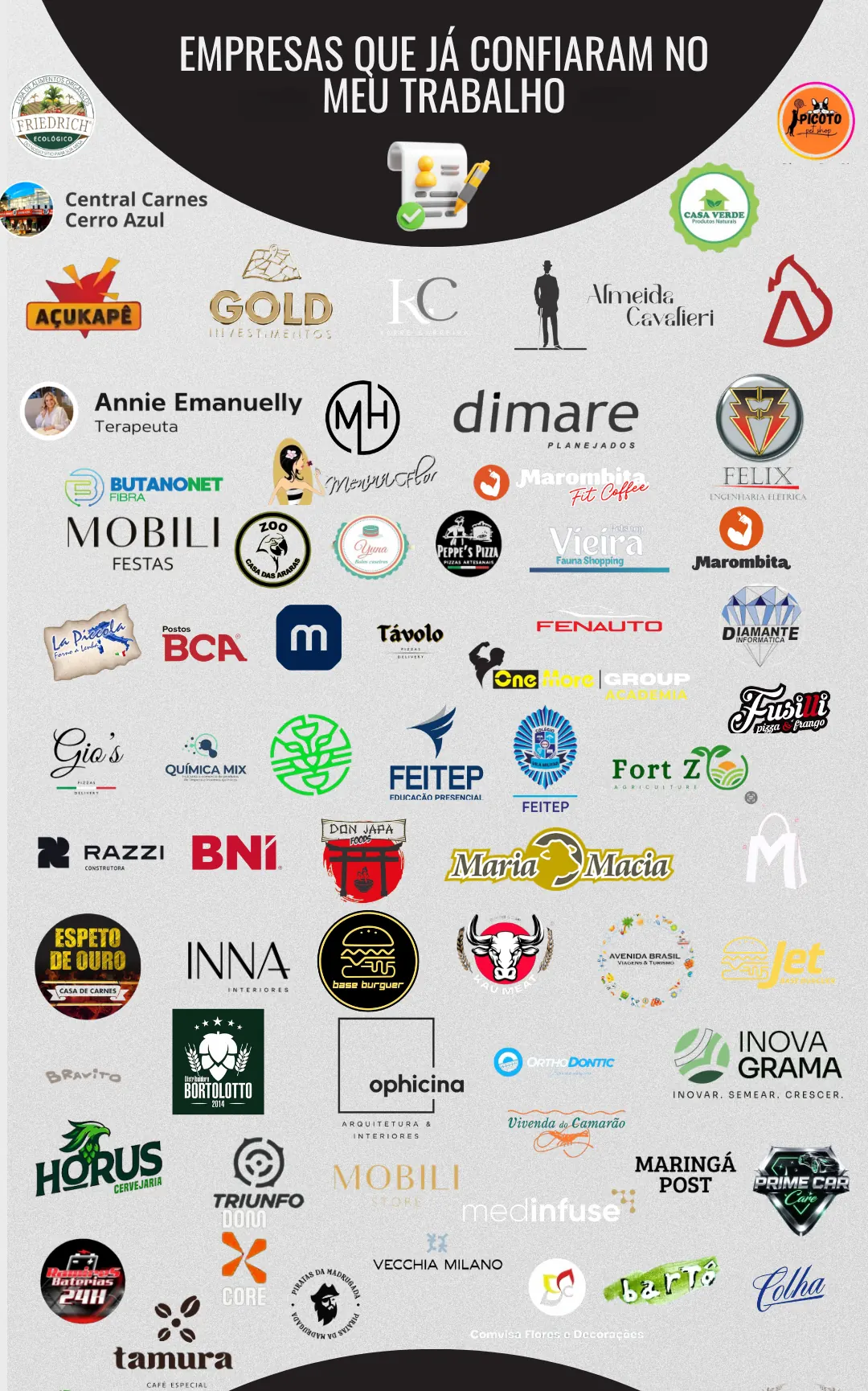 Painel de empresas que já confiaram no trabalho de André Godoi
